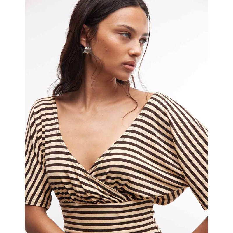 Reclaimed Vintage Reclaimed wrap front top co-ord in brown