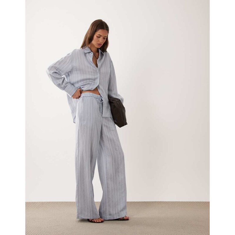 Mango Nomol tie waist trouser co-ord in blue stripe