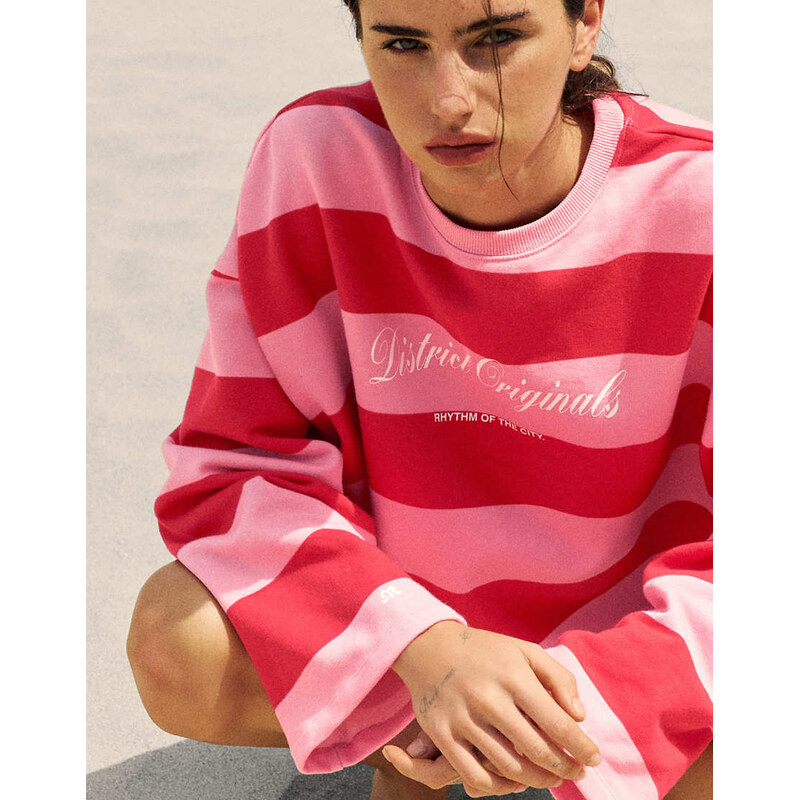 Pull&Bear Oversize striped sweatshirt in red