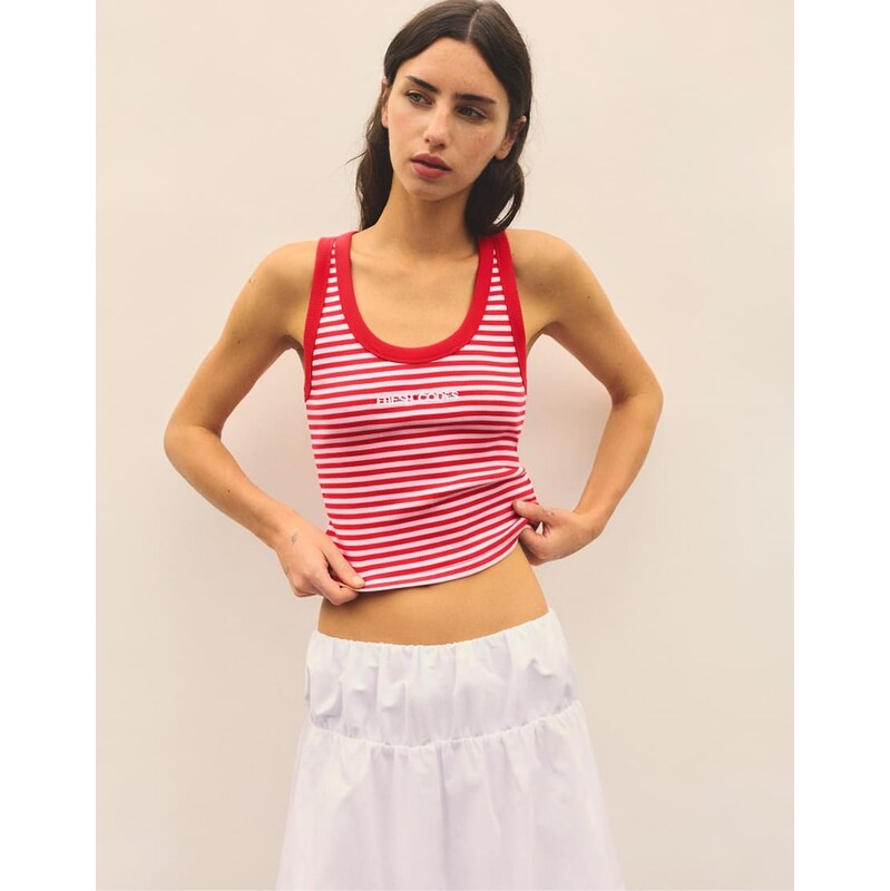 Pull&Bear Striped tank top in pale pink
