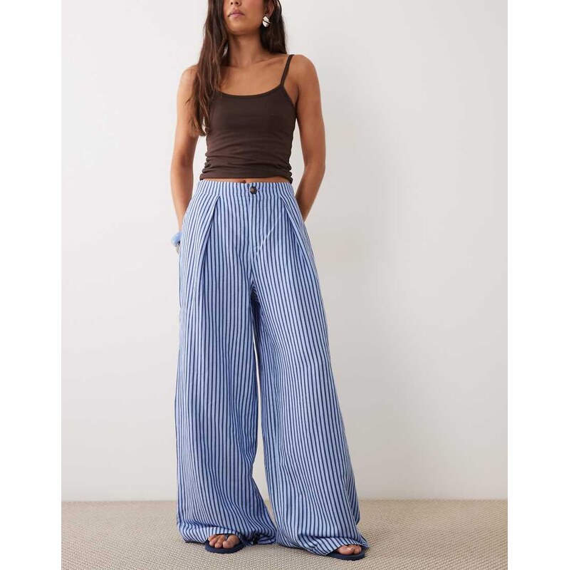 Mango relaxed trouser in blue stripe