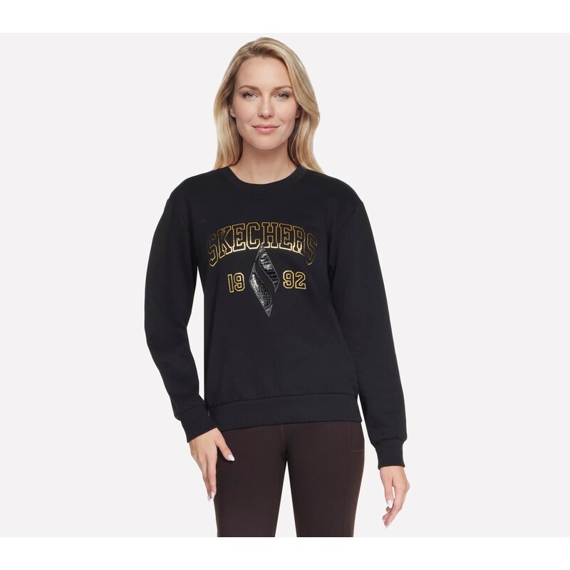 Skechers Ženy Signature Diamond Crew Top v Černá, Velikost XS