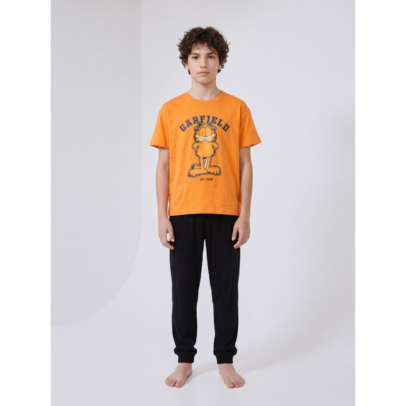 Sinsay - Bavlněné dvoudílné oversize pyžamo Garfield - oranžová