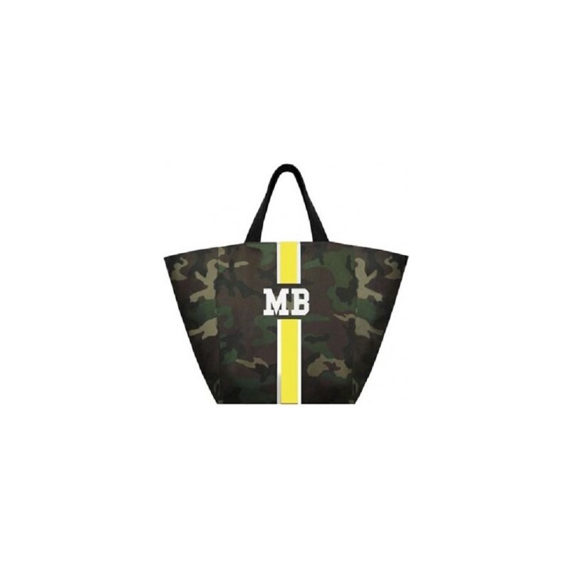 Mia Bag - Maskáčová taška / shopper XL - žlutý pás