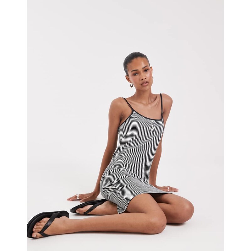JJXX jersey cami mini dress in black and white stripe