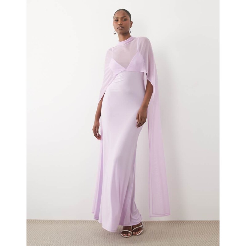 ASOS DESIGN exaggerated cape maxi dress in lilac-Purple
