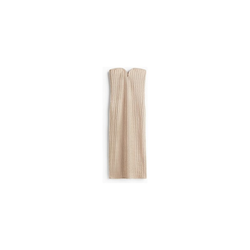 H&M - Šaty bandeau z žerzejes texturou - Béžová