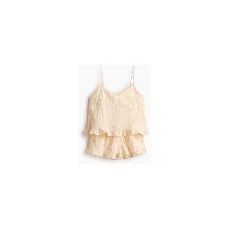 H&M - Pyžamo z bavlněného mušelínu - Světle Žlutá/Květy