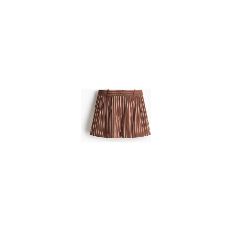H&M - Elegantní bavlněné šortky - Hnědá/Proužky