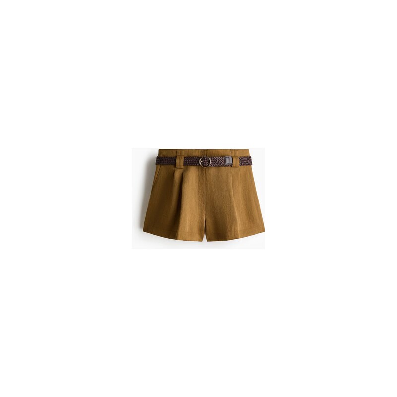 H&M - Elegantní šortkys páskem - Tmavě Béžová