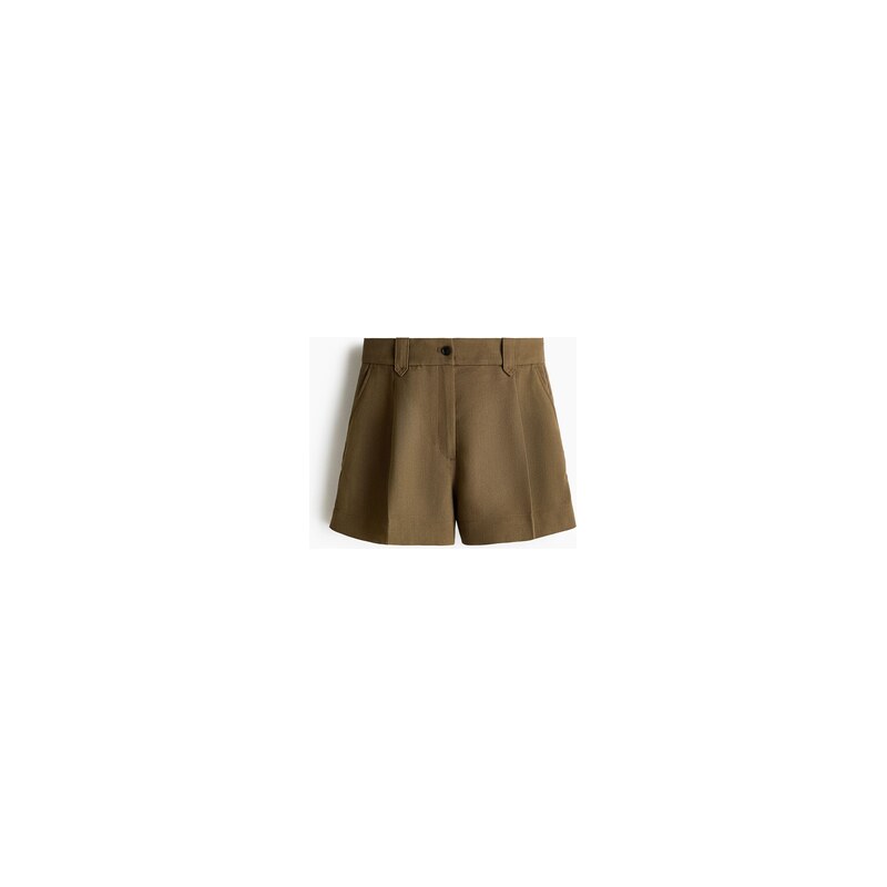H&M - Šortkys předními sklady - Tmavě Zelená Khaki