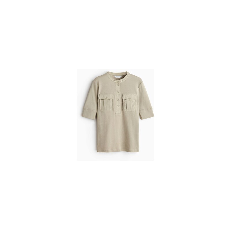 H&M - Top henley z bavlny pima - Béžová