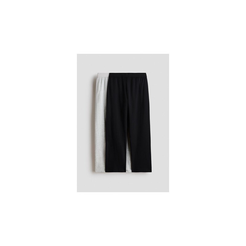 H&M - Bavlněné pyžamové kalhoty 2 kusy - Černá/Světle Šedý Melír