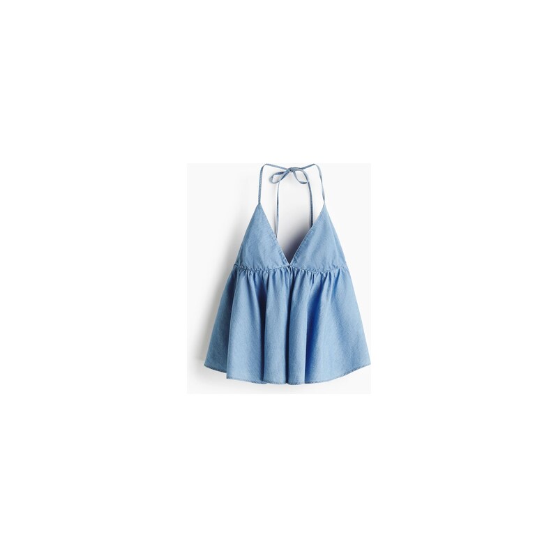 H&M - Džínový top halterneck - Světlý Denim Blue
