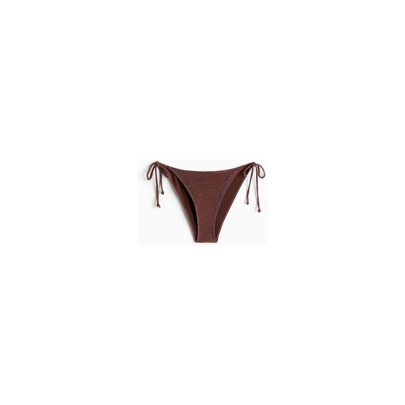 H&M - Zavazovací bikinové kalhotky tanga - Tmavě Hnědá