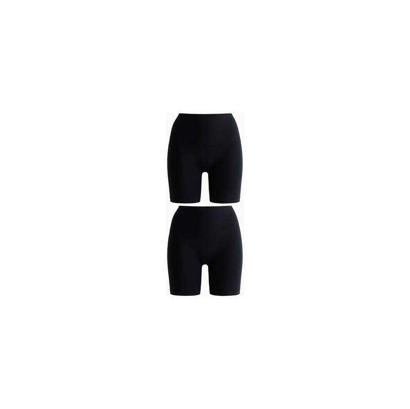 H&M - Bezešvé spodní šortky bikers Medium Shape 2 kusy - Černá