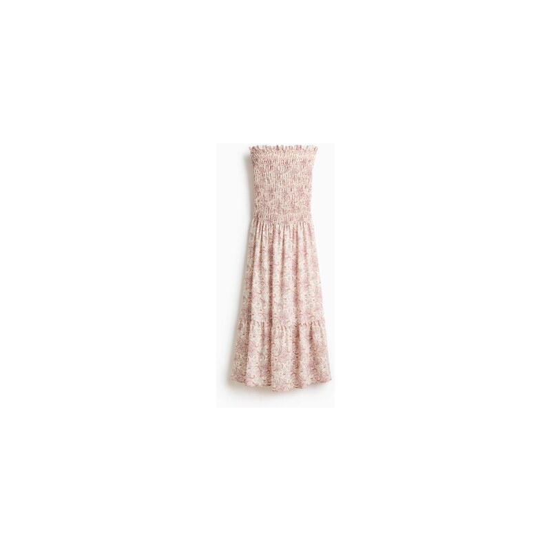 H&M - Šaty bandeaus žabkováním - Krémová/Květiny