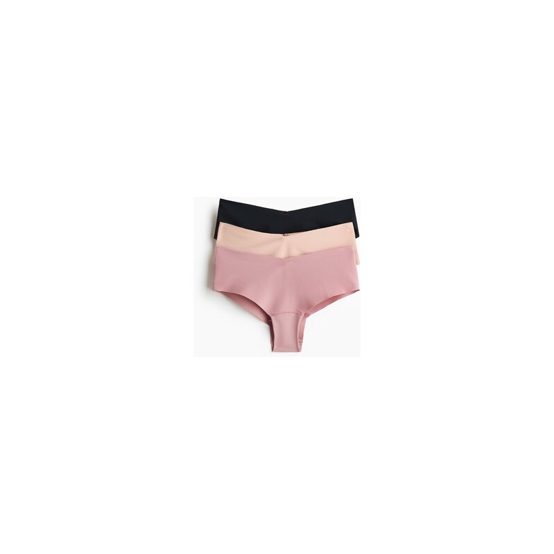 H&M - Neviditelné kalhotky hipster Lycra 3 kusy - Černá/Béžová