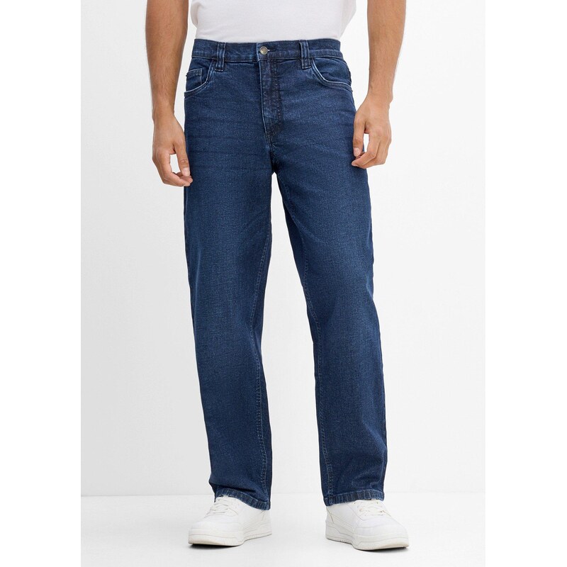 bonprix Strečové džíny Loose Fit, Straight modrá Muž