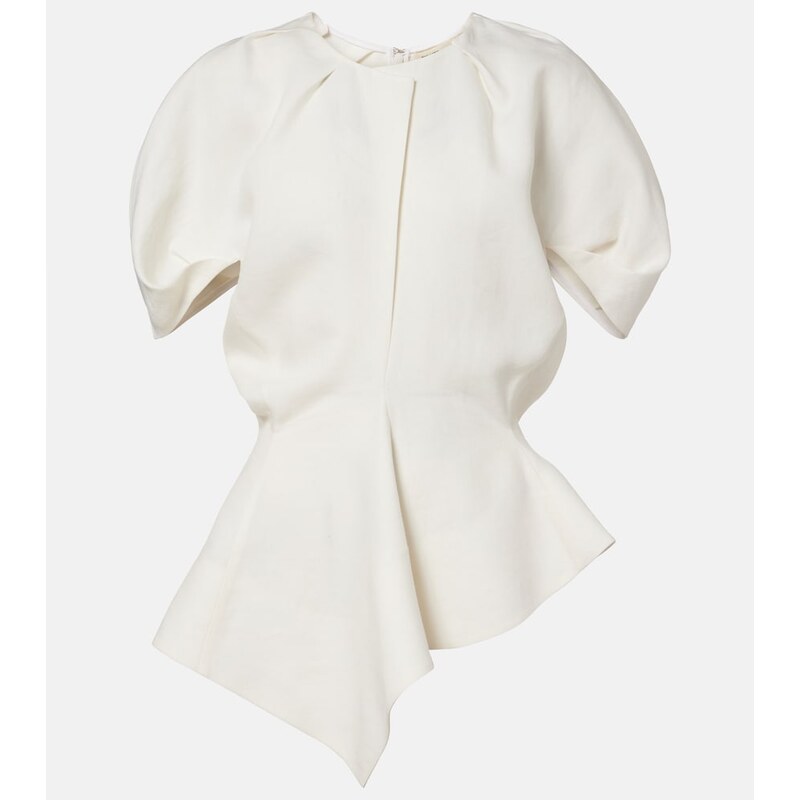 Khaite Rumi peplum linen-blend top