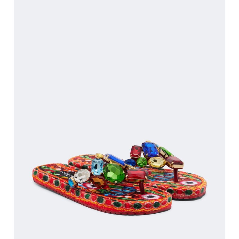 Dolce&Gabbana Embellished leather thong sandals