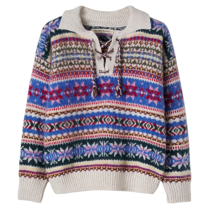 The New Society Caia Fair Isle wool-blend polo sweater