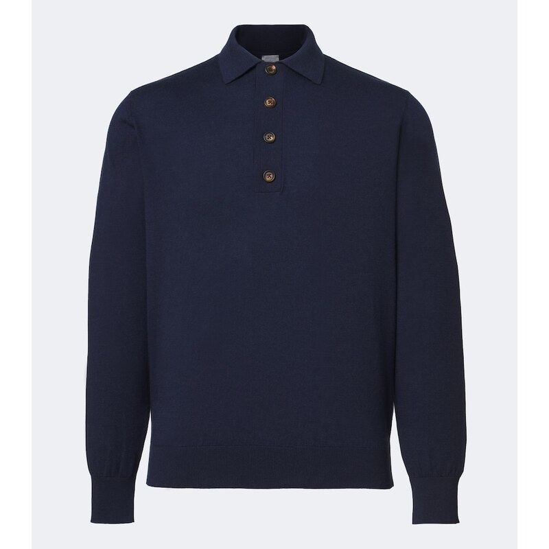 Eleventy Cotton and cashmere polo sweater