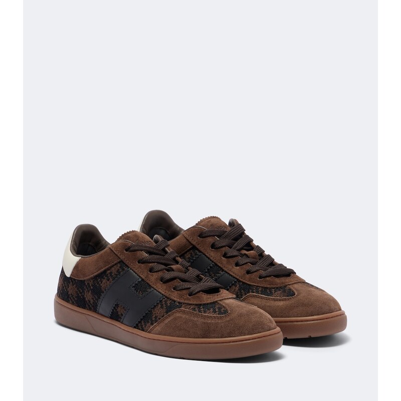 Hogan H647 leather-trimmed suede sneakers