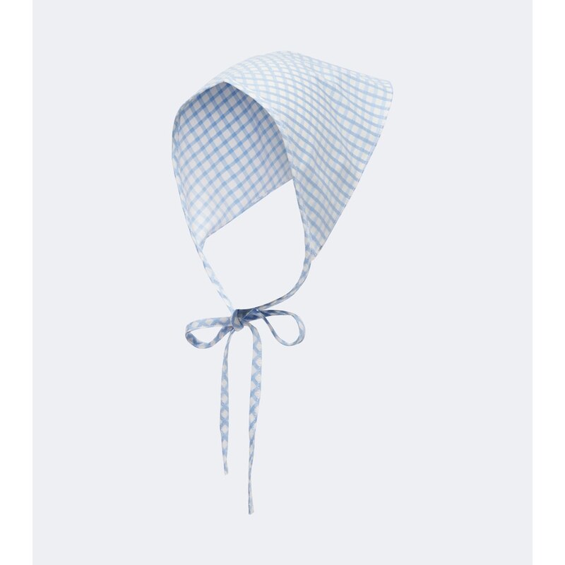 Posse Lila checked cotton head scarf