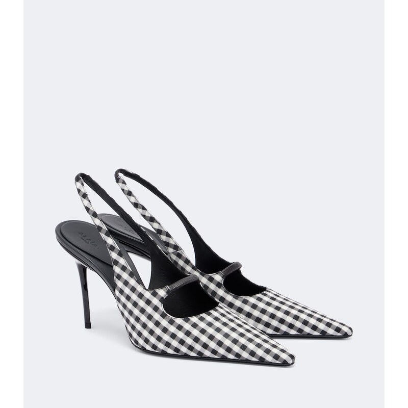 Alaia AlaÃ¯a Drop gingham slingback pumps
