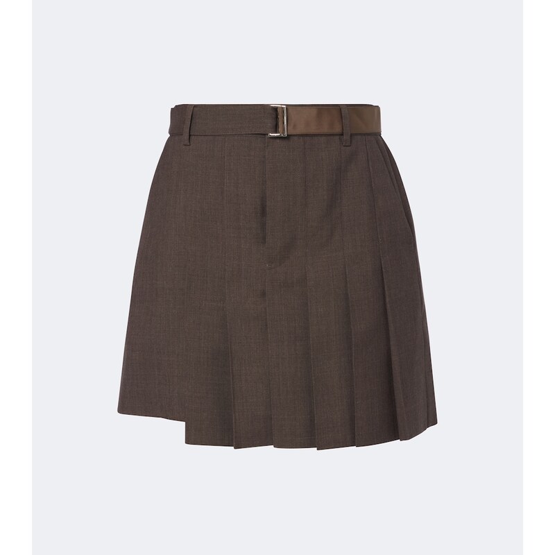 Sacai Pleated asymmetric wool skort