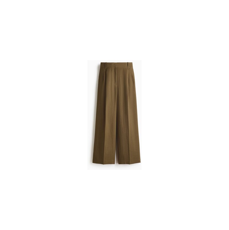 H&M - Široké elegantní kalhoty - Tmavě Zelená Khaki