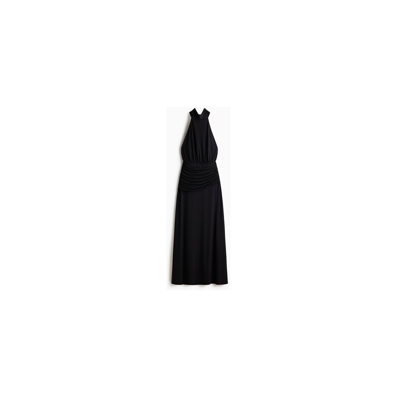 H&M - Řasené šaty halterneck - Černá