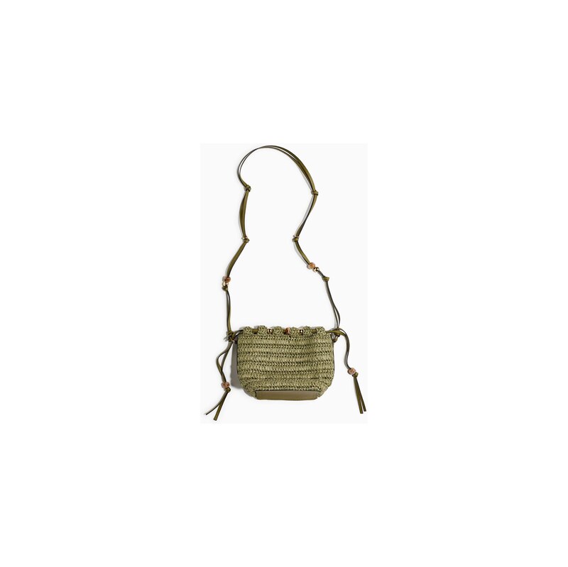 H&M - Slaměná kabelka crossbodys korálkovými detaily - Khaki