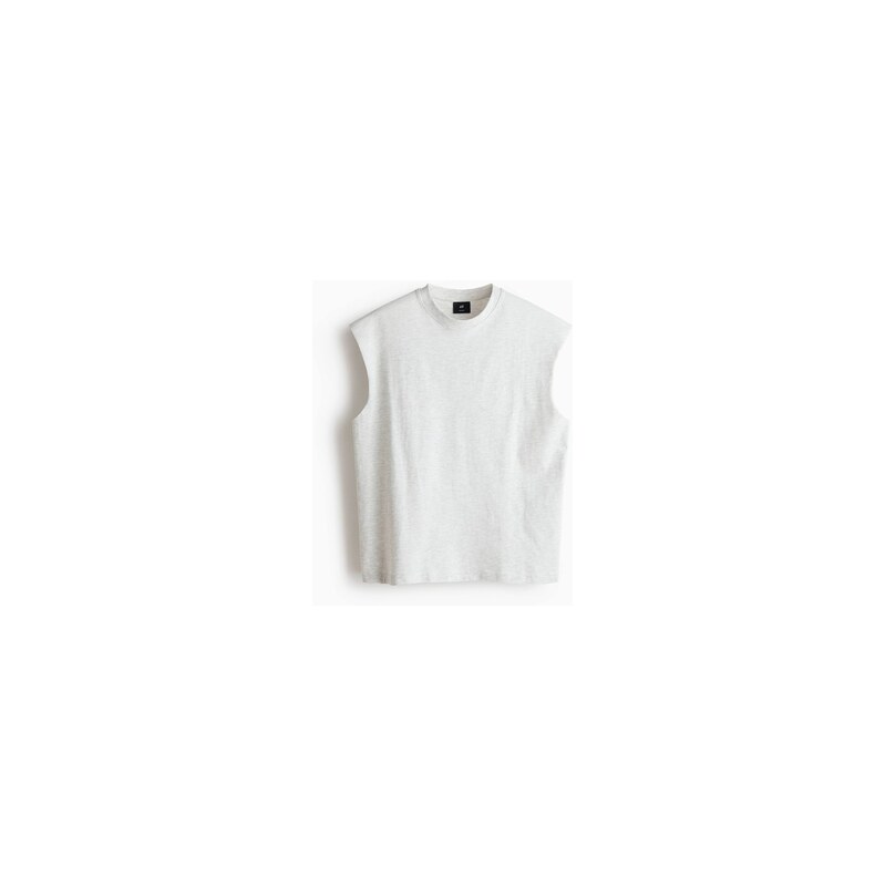 H&M - Bavlněný top bez rukávů Relaxed Fit - Světle Šedý Melír