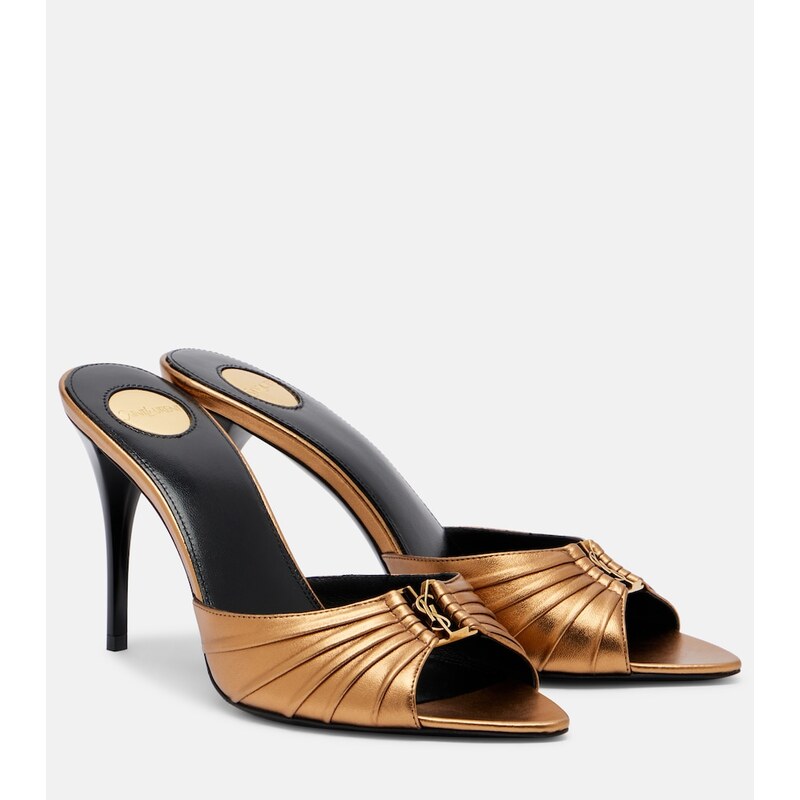 Saint Laurent Babylone metallic leather mules