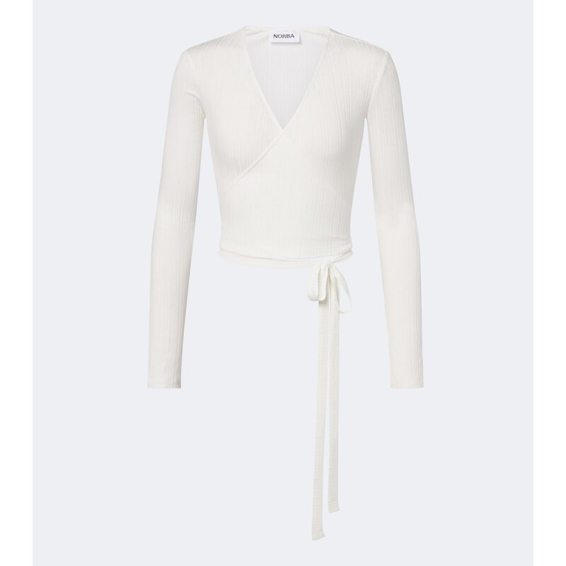 Norba Ribbed-knit wrap top