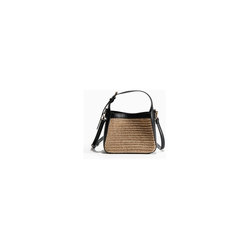 H&M - Kabelka crossbody se slaměným detailem - Béžová/Černá