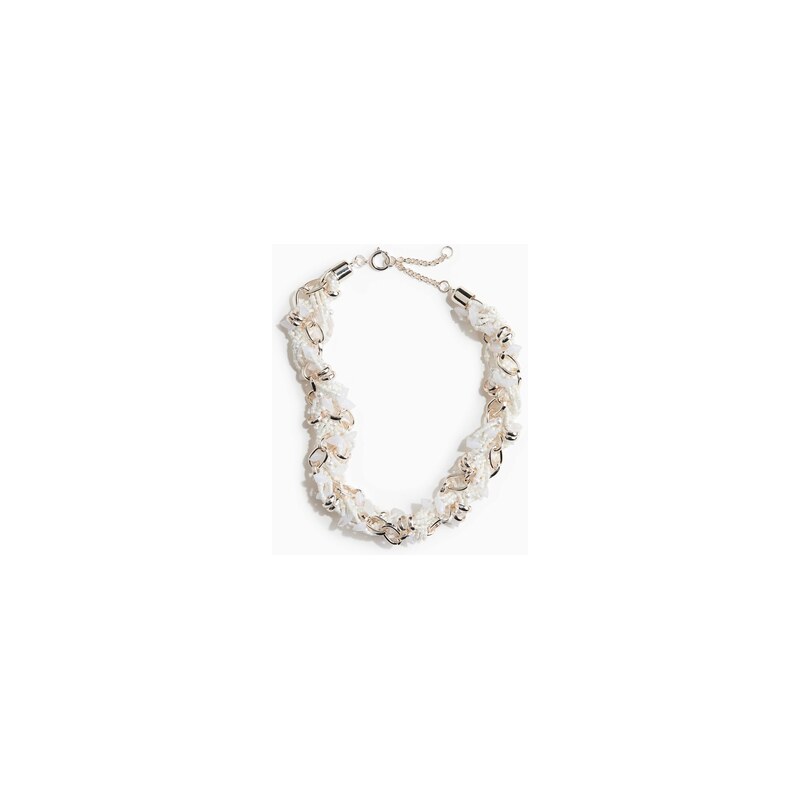 H&M - Robustní korálkový náhrdelník - Stříbrná/Bílá