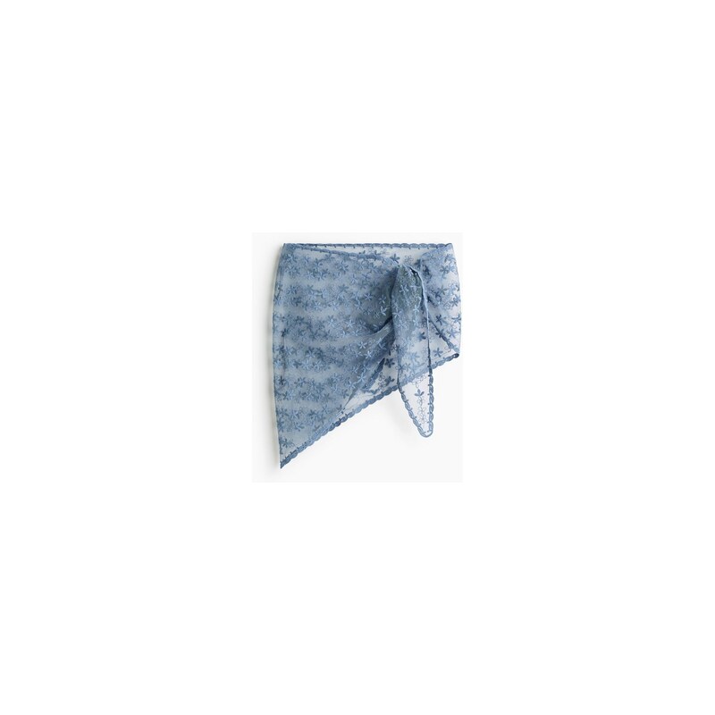 H&M - Vyšívaný síťovaný šátek na boky - Blue