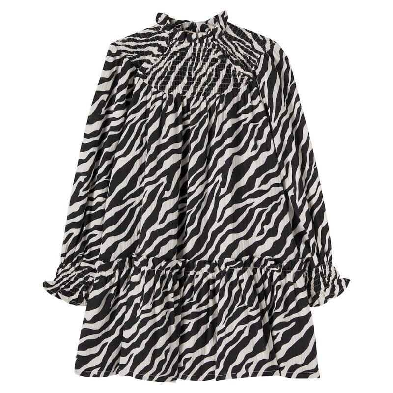 The New Society Zephyr shirred zebra-print cotton dress