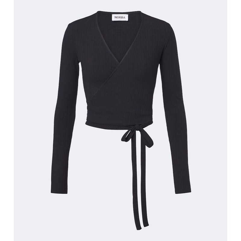 Norba Ribbed-knit wrap top