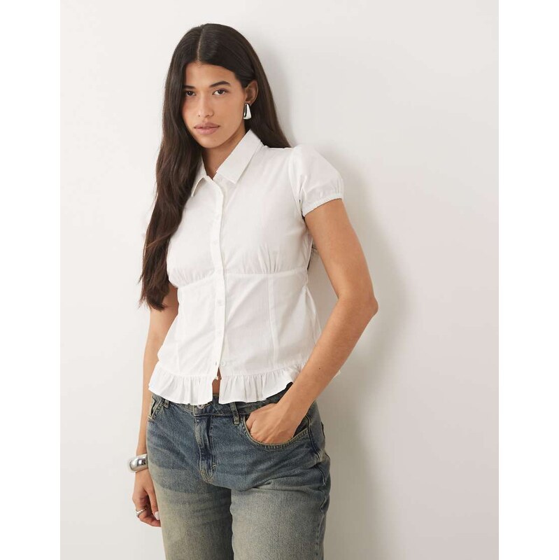 Motel closie puff sleeve blouse in white