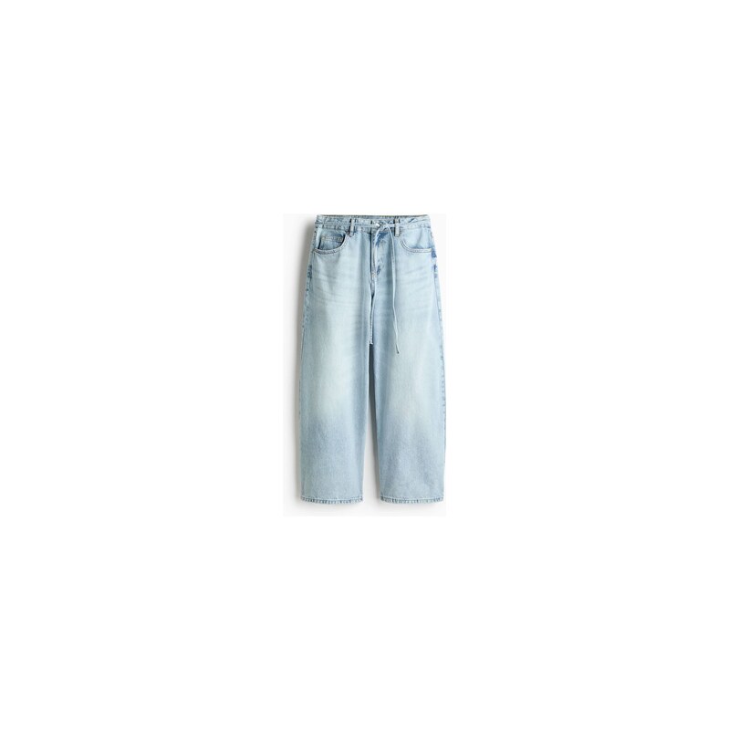 H&M - Wide Regular Waist Ankle Jeans - Světlý Denim Blue