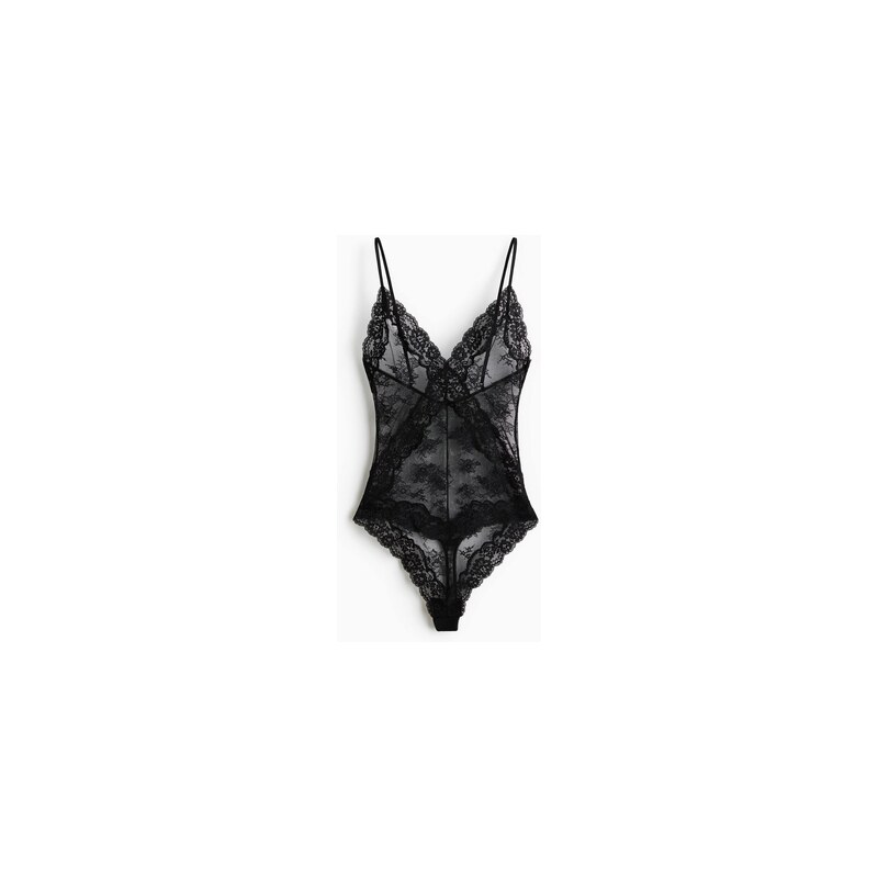 H&M - Krajkové body thong - Černá