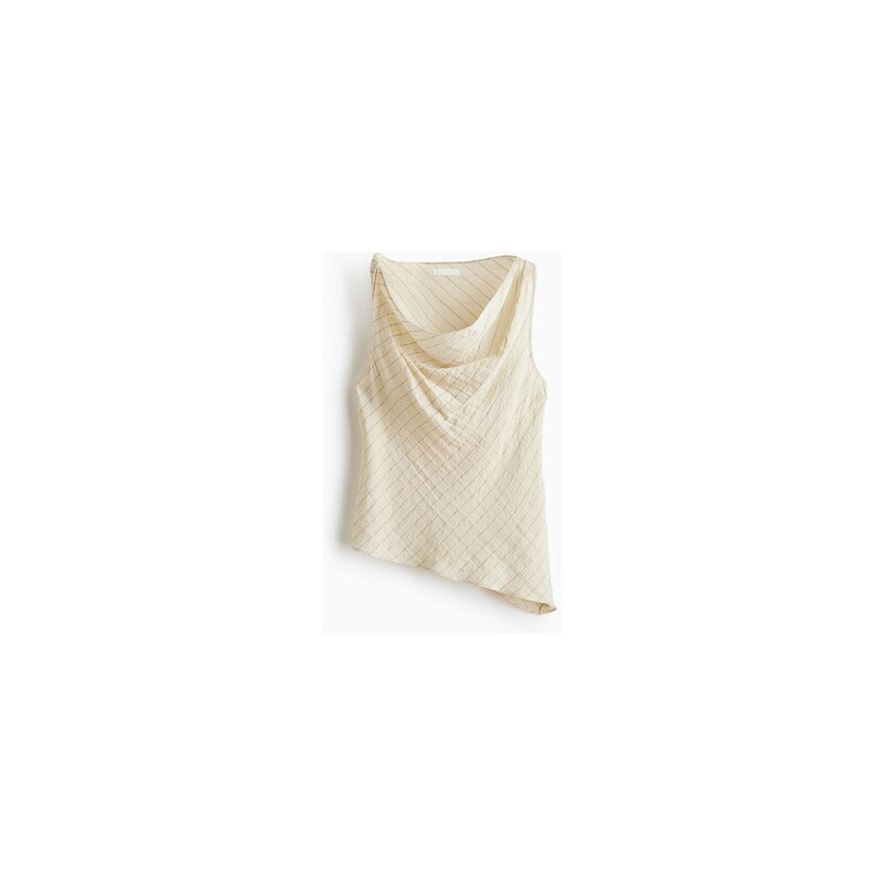H&M - Asymetrický tops vodopádovým výstřihem - Béžová/Proužky