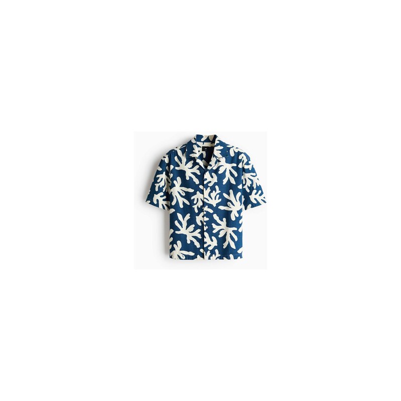 H&M - Košiles rozhalenkou Relaxed Fit - Modrá/Korály