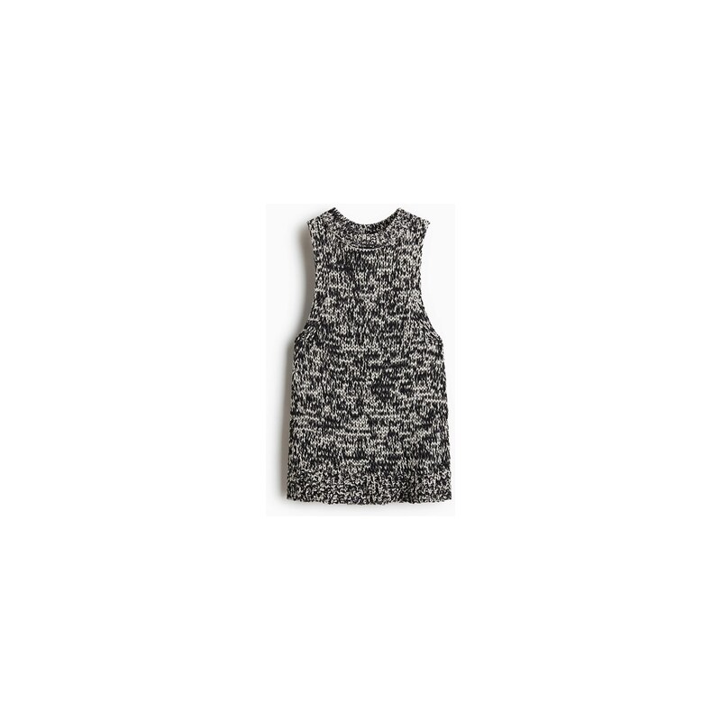 H&M - Top z úpletus texturou - Černá/Bílý Melír
