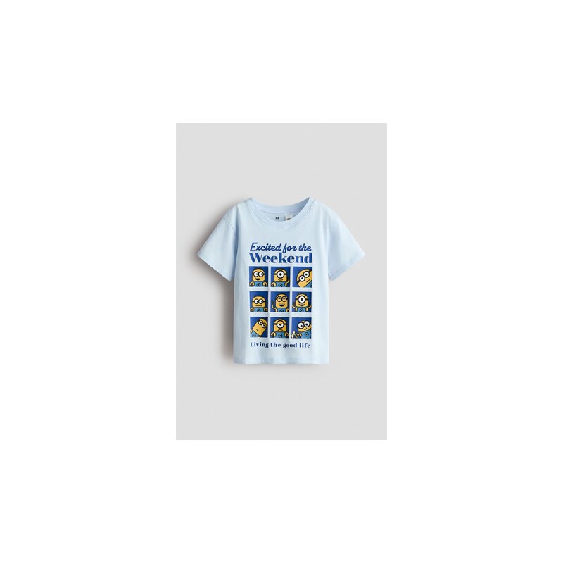 H&M - Bavlněné tričkos tištěným motivem - Bleděmodrá/Mimoni