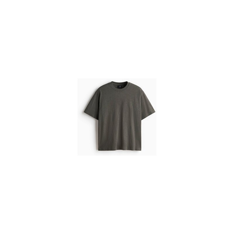 H&M - Bavlněné tričko Relaxed Fit - Tmavě Zelená Khaki